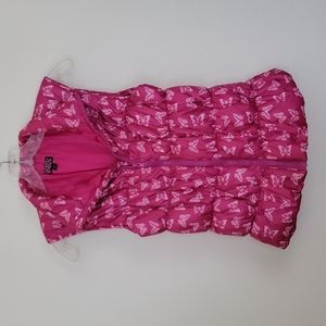 Sparkle Pink Butterfly Print Puffy Vest XL